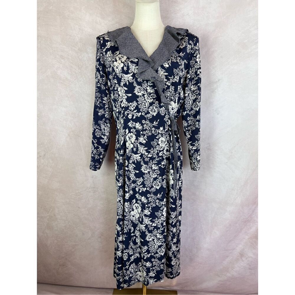 Vintage 1980s Floral Wrap Style Dress